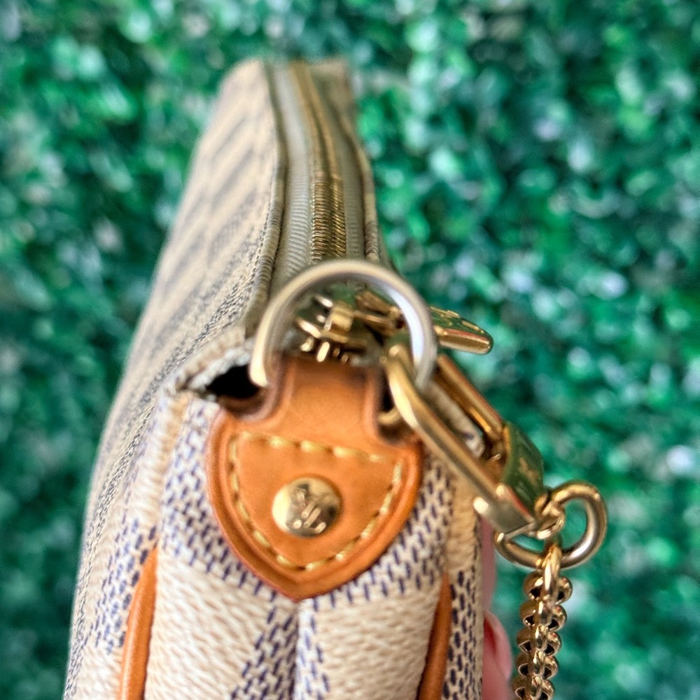 Louis Vuitton Damier Azur Canvas Eva Clutch Shoulder Bag Crossbody - Picture 9 of 15